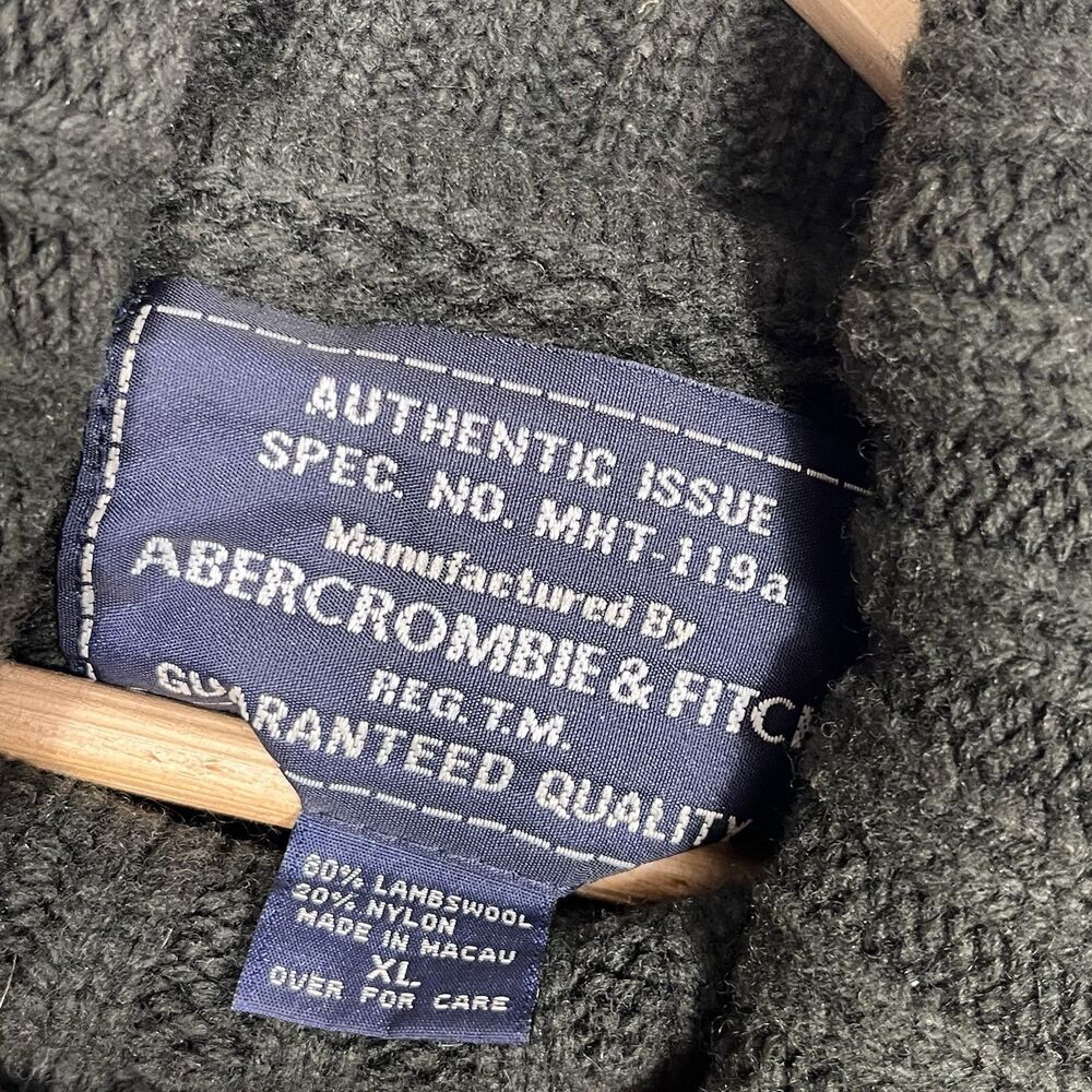Vtg Abercrombie & Fitch Mens Green XL Wool Sweater Turtleneck Military Chunky - Picture 5 of 9